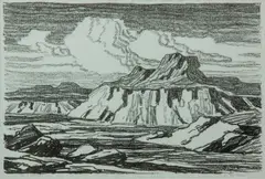 In the Desert by Birger Sandzén, 1916, Lithograph on paper, offered Nov 2019