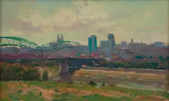 Phil Starke, Untitled (Broadway Bridge, Kansas City), Oil on board