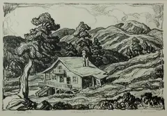 A Mountain Studio by Birger Sandzén, 1934, Lithograph on paper, offered Nov 2019