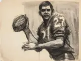 Robert Kalthoff, Untitled (Football Player), 1964, Charcoal