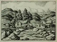 Mountain Stream by Birger Sandzén, 1937, Lithograph on paper, offered Nov 2019
