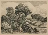 Blue River by Birger Sandzén, 1926, Lithograph on paper, offered Nov 2019