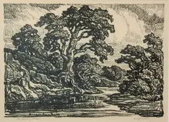 The Winding Stream by Birger Sandzén, 1928, Lithograph on paper, offered Nov 2019