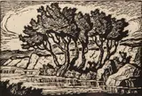 Birger Sandzén, Kansas Creek, 1936, Woodcut