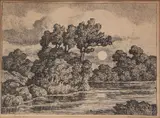 Birger Sandzén, Early Moon, 1949, Lithograph