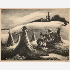 Thomas Hart Benton, Loading Corn, 1945, Lithograph on paper