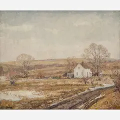 Kansas Homestead (Axtell, Kansas), circa 1930s by Wilson Henry Irvine, Oil on canvas, sold Dec 2025