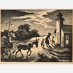 Thomas Hart Benton, Prayer Meeting, 1949, Lithograph on paper