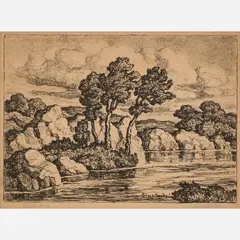 Birger Sandzén, Frida's Creek, 1949, Lithograph on paper