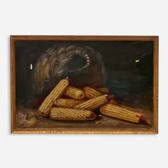 Alfred Montgomery, Untitled (still life of basket and corn), Oil on board