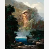 M. Charles Rhinehart, Buffalo River Bluff, Oil on Masonite
