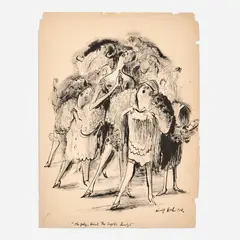 Oh Golly, Haint the Cupids Lovely! by Adolf Dehn, 1928, Pen and ink on paper, offered Dec 2025