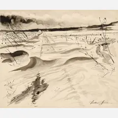 Frederic James, Untitled landscape, Watercolor on paper