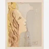 Salvador Dalí, Paradiso Canto 8: The Grandest Beauty of Beatrice, circa 1960-, 1964, Color wood engraving