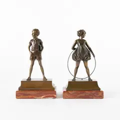 Hoop Girl and Sonny Boy (circa 1925) by Ferdinand Preiss, Bronze, offered Aug 2020