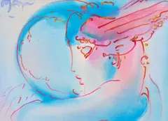 Peter Max, Woman Looking at the World, acrylic on canvas