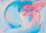 Peter Max, Woman Looking at the World, acrylic on canvas