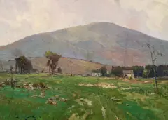 Chauncey Foster Ryder, Under the Mountain, oil on canvas
