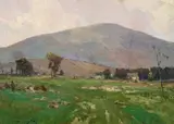 Chauncey Foster Ryder, Under the Mountain, oil on canvas