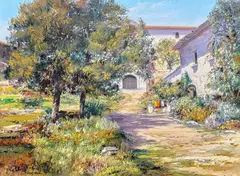 José Vives-Atsara, Cases de Viladellops, Penedes, oil on canvas