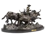 Frederic Remington, Stampede, bronze