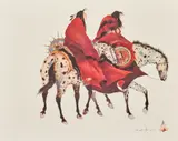 Carol Grigg, Two Riders, watercolor on paper