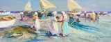 Ventura Diaz, Pescadores, oil on panel