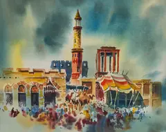 Harold Phenix, The Souk, watercolor