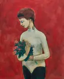 William Anzalone, Dancer with Flowers, oil on canvas