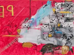 Franco Mondini-Ruiz, Party at a Pet Shop, acrylic on canvas