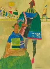 Margaret Putnam, Players, mixed media on paper