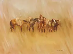 George Dick, Down Pour, oil on panel