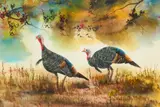 Edmon Benavides, Two Turkeys, watercolor