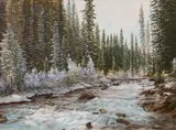 Mathew Wong, Mountain Stream (Moraine Creek), acrylic on canvas