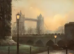 Maureen Tarazon, Tower Bridge at Dawn, oil on canvas