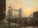 Maureen Tarazon, Tower Bridge at Dawn, oil on canvas