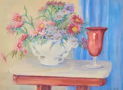 Exa Wall, Floral Still Life, watercolor