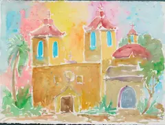 Brother Cletus Behlmann, Mission Concepcion, watercolor