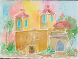 Brother Cletus Behlmann, Mission Concepcion, watercolor