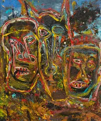 Alejandro Santiago Ramírez, Figures, oil on panel