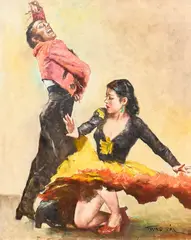 Pál Fried, Spanish Dancers II, oil on canvas
