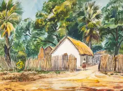 Warren Hunter, Adobe and Thatch (Mexico), watercolor