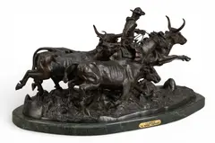 Frederic Remington, Stampede, bronze
