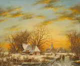 Dennis Lewan, Winter Landscape, oil on canvas