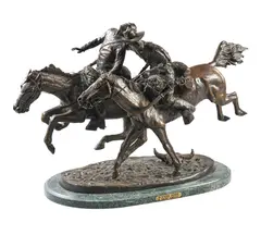 Frederic Remington, The Wounded Bunkie, bronze