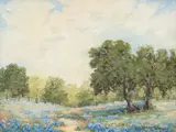 Hazel Massey, Oaks and Bluebonnets, oil on canvas