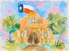 Brother Cletus Behlmann, The Alamo, watercolor