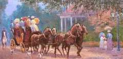 Robert Hamman, Coaching, oil on canvas