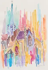 Brother Cletus Behlmann, Birmingham Cathedral, England, watercolor on paper