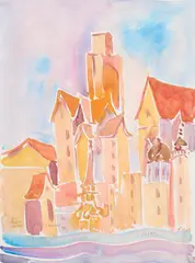 From Tower Bridge, London by Brother Cletus Behlmann, watercolor on paper, sold Jan 2026